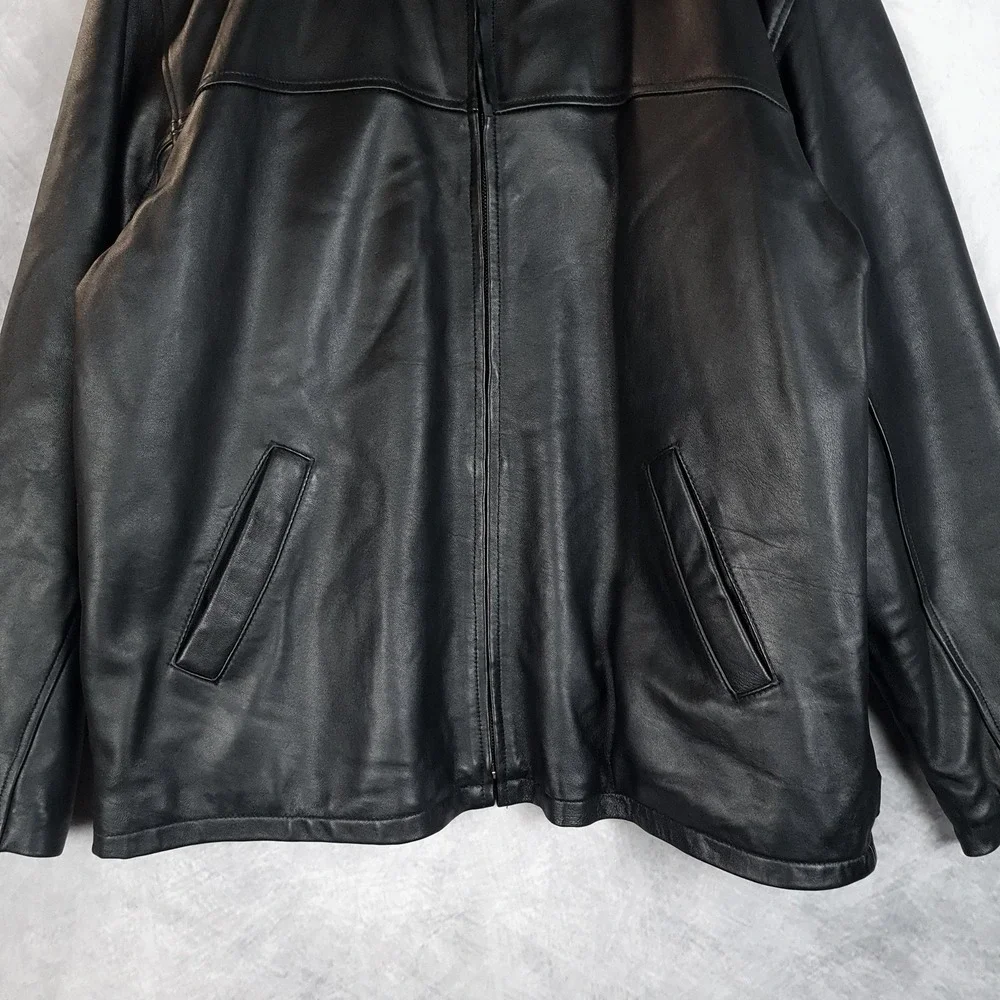 Hold'em Poker Jacket Mens 2XL Black Leather Full Zip Insulated Lined Motorcycle
